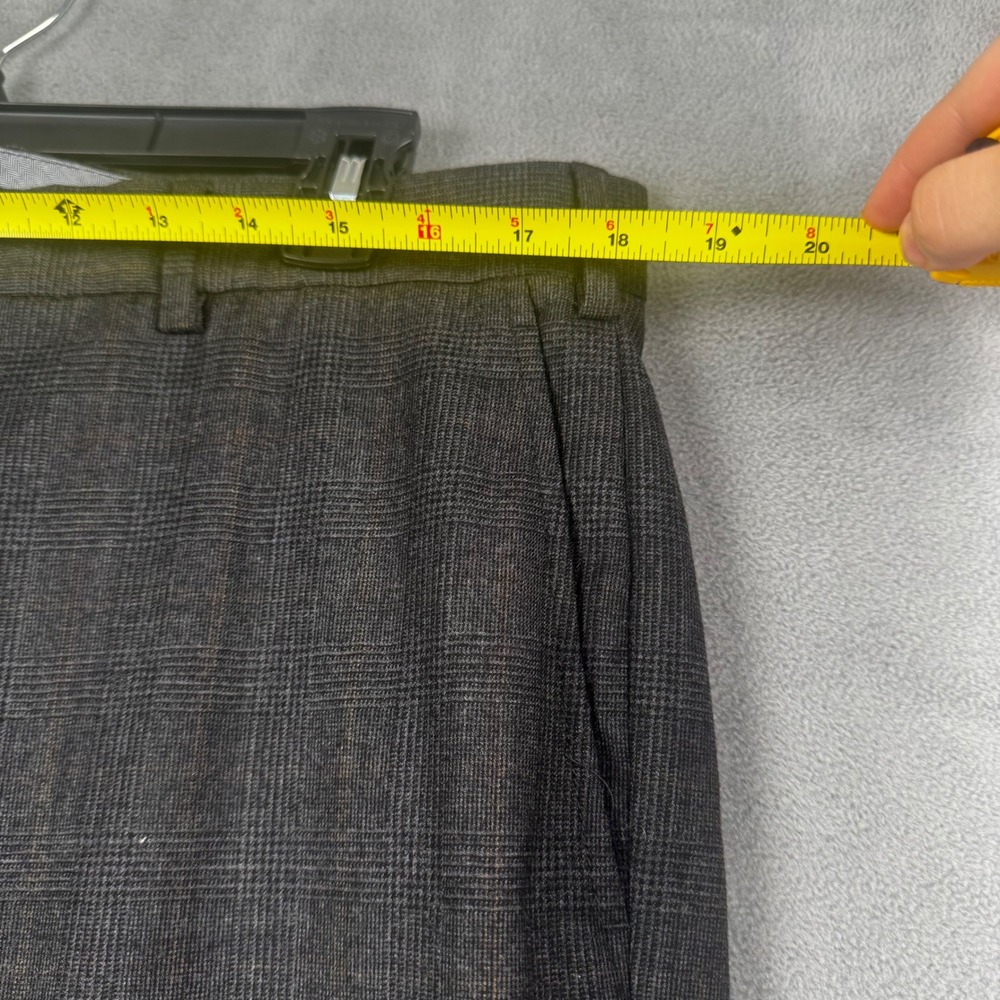 Hart Schaffner Marx Mens 36x32 Straight Flat Front Glen Plaid Dress Pants Grey - Picture 3 of 9